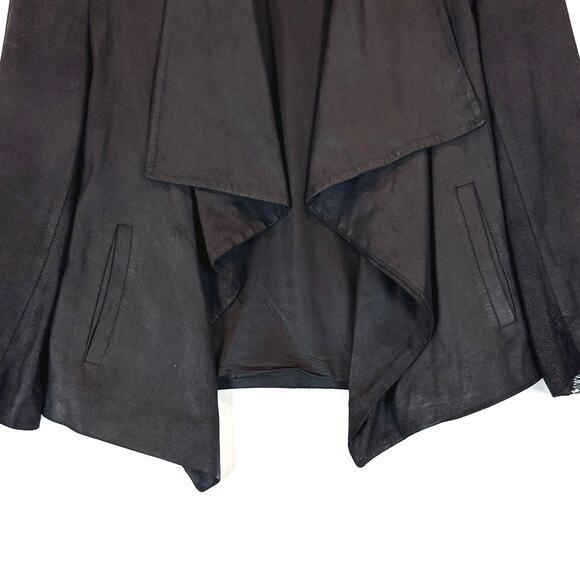 Alice + Olivia 100% Lamb Leather Open Front Jacket XS Biker Punk Goth Retro - Picture 3 of 6